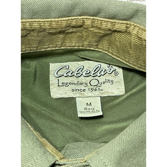 Cabelas Men’s Heavy Button Down Long Sleeve Shirt Green EUC Size M - Picture 4 of 7